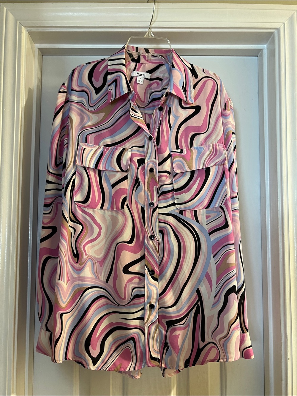 Bar III  Swirl Button-Front Blouse